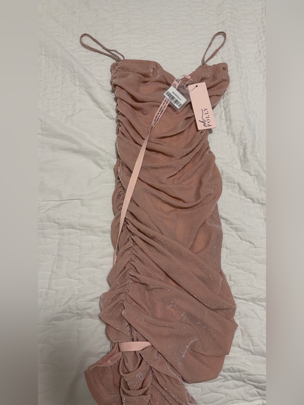 Oh Polly pink ruched glitter dress NWT US6